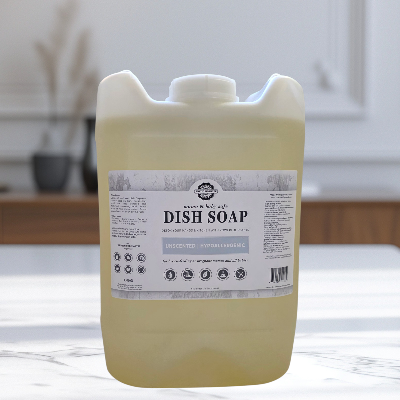 Rustic Strength | Dish Soap - Mama + Baby Safe - Unscented | Refill